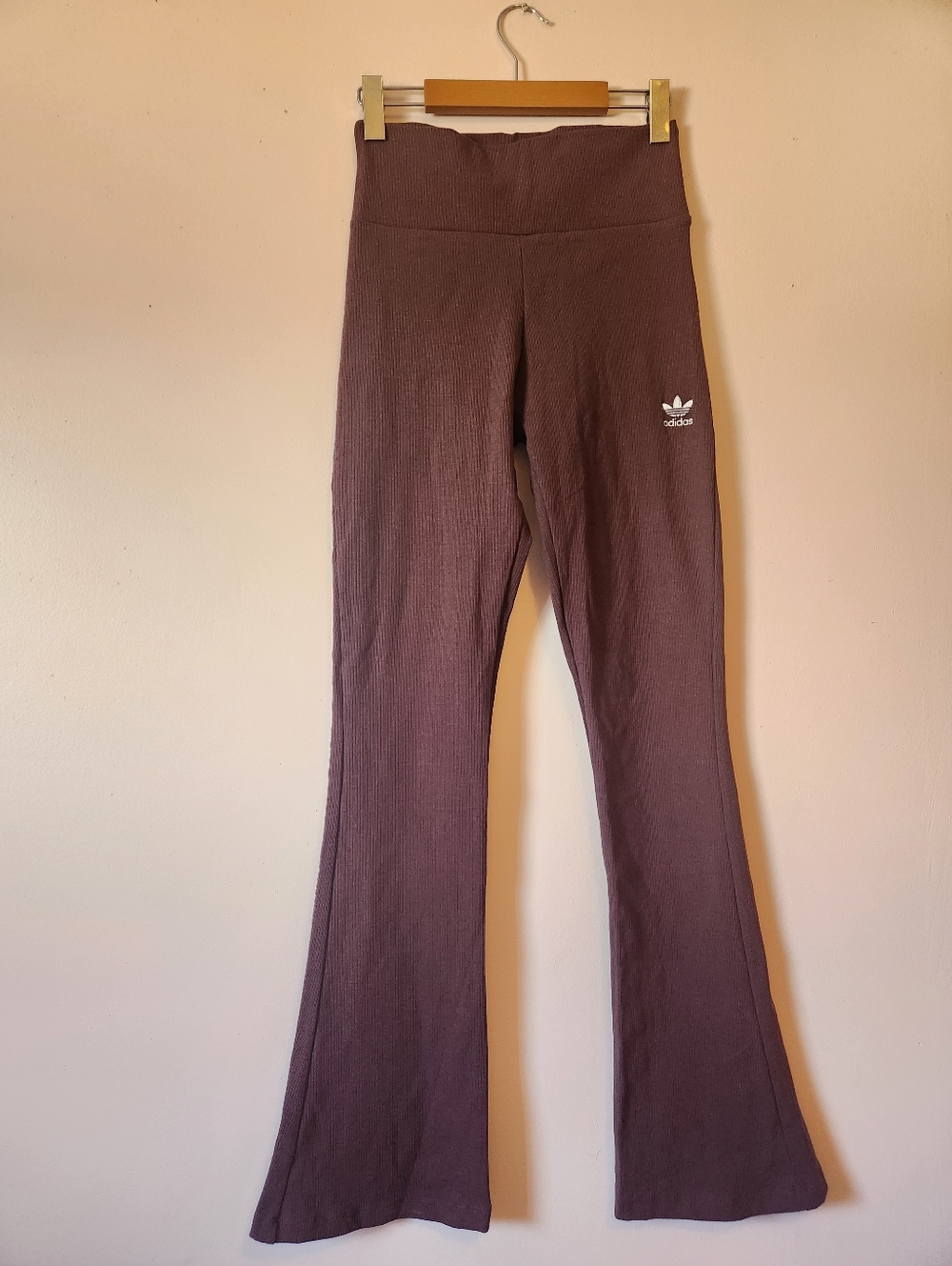 Adidas Originals NWT Ribbed Flared Leggings Shadow Brown Flare Pants Medium M